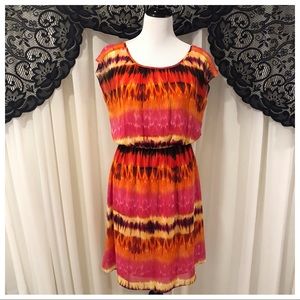 AGB Abstract Striped Scoop Neck Dress SZ 10